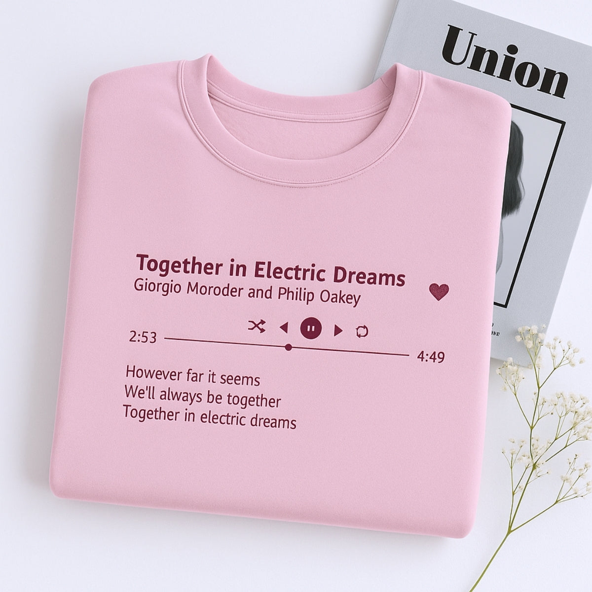 Custom Song Sweatshirts - Your Favorite Song Embroidered Music Player - Personalized Music Gift