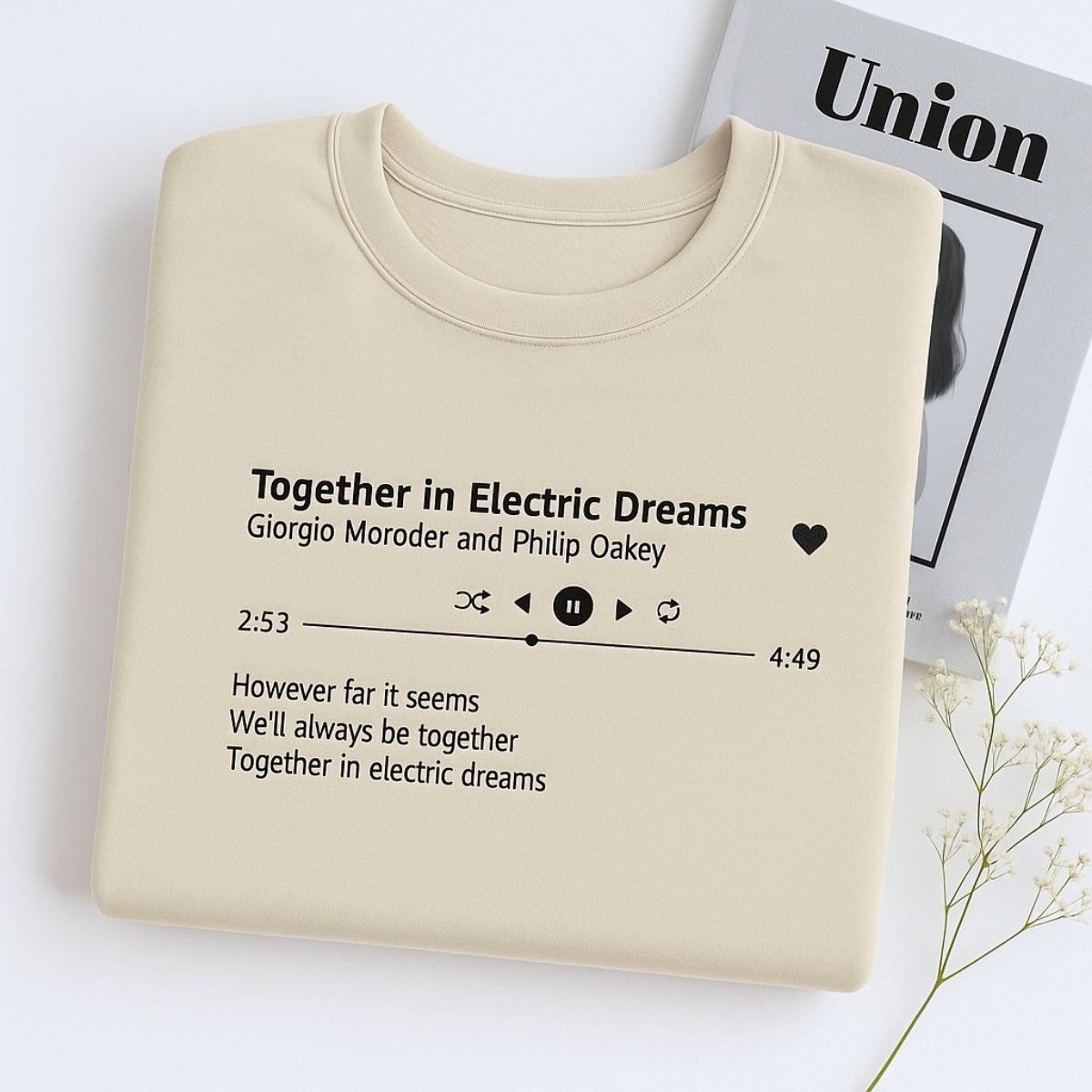 Custom Song Sweatshirts - Your Favorite Song Embroidered Music Player - Personalized Music Gift