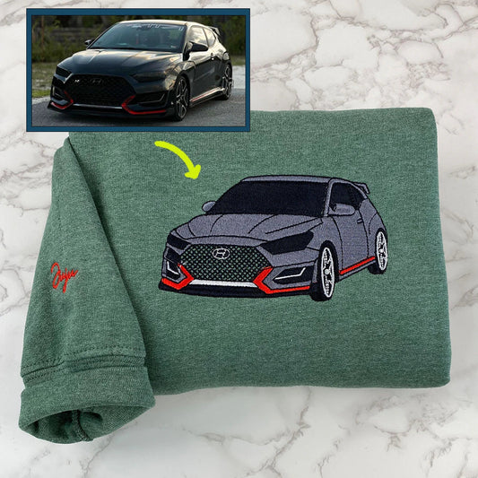 Custom Sports Car Embroidered Hoodies - Vehicle Portrait Sweatshirts - Perfect Car Enthusiast Gift