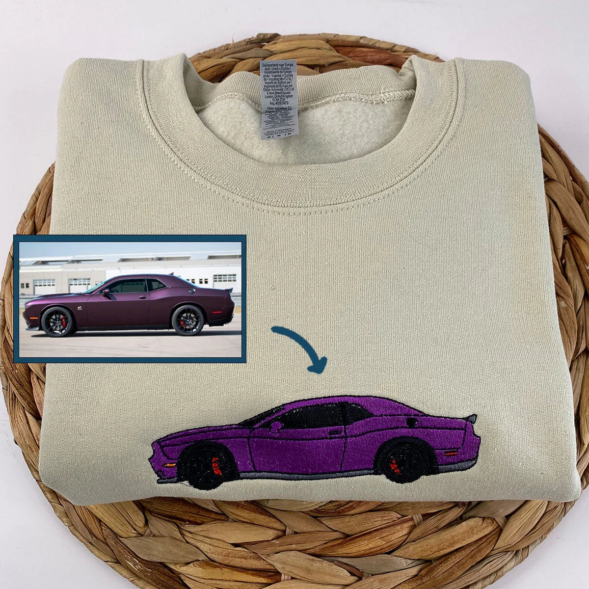 Custom Sports Car Embroidered Hoodies - Vehicle Portrait Sweatshirts - Perfect Car Enthusiast Gift