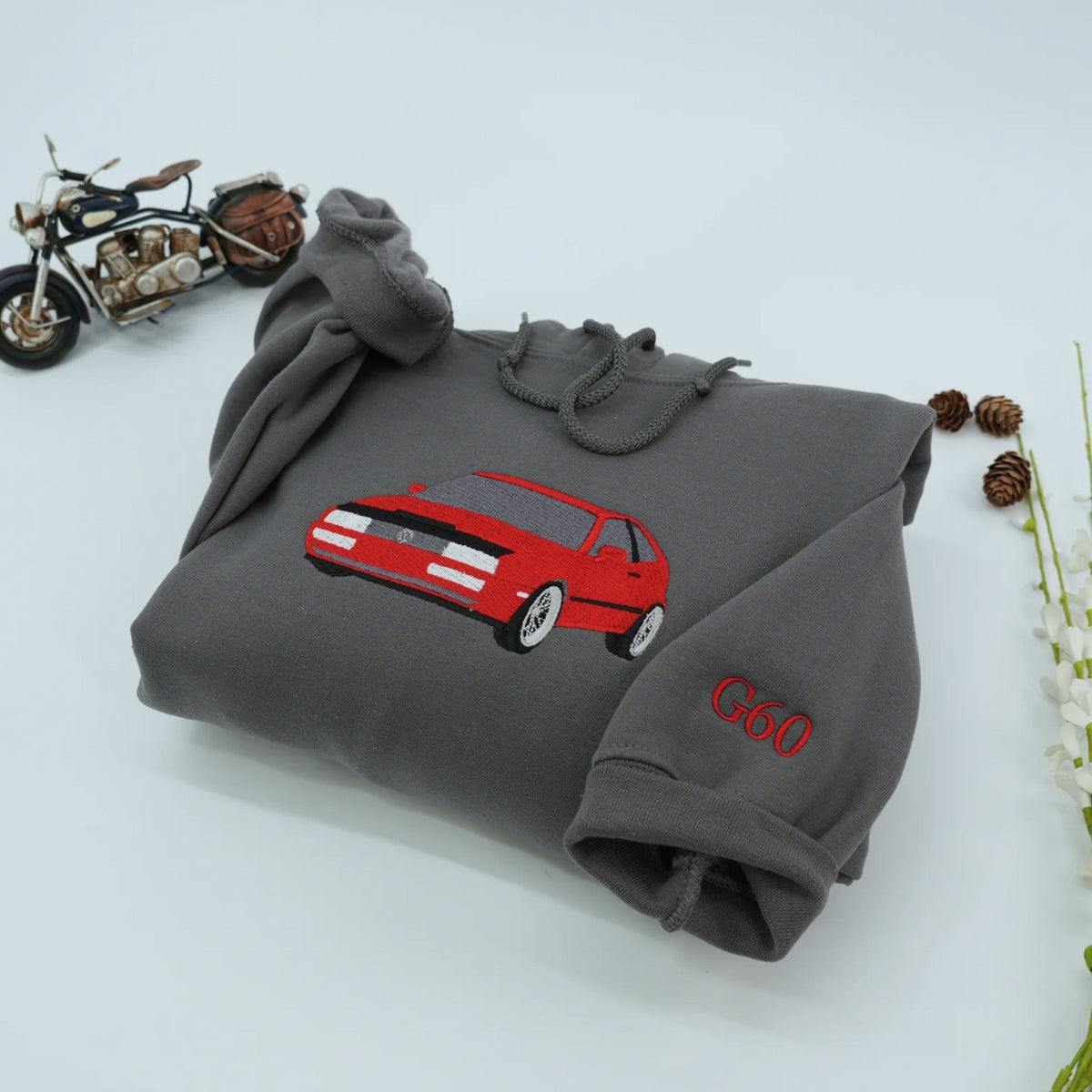 Custom Sports Car Embroidered Sweatshirts - Dynamic Vehicle Portrait Hoodies - Girl Car Enthusiast Gift