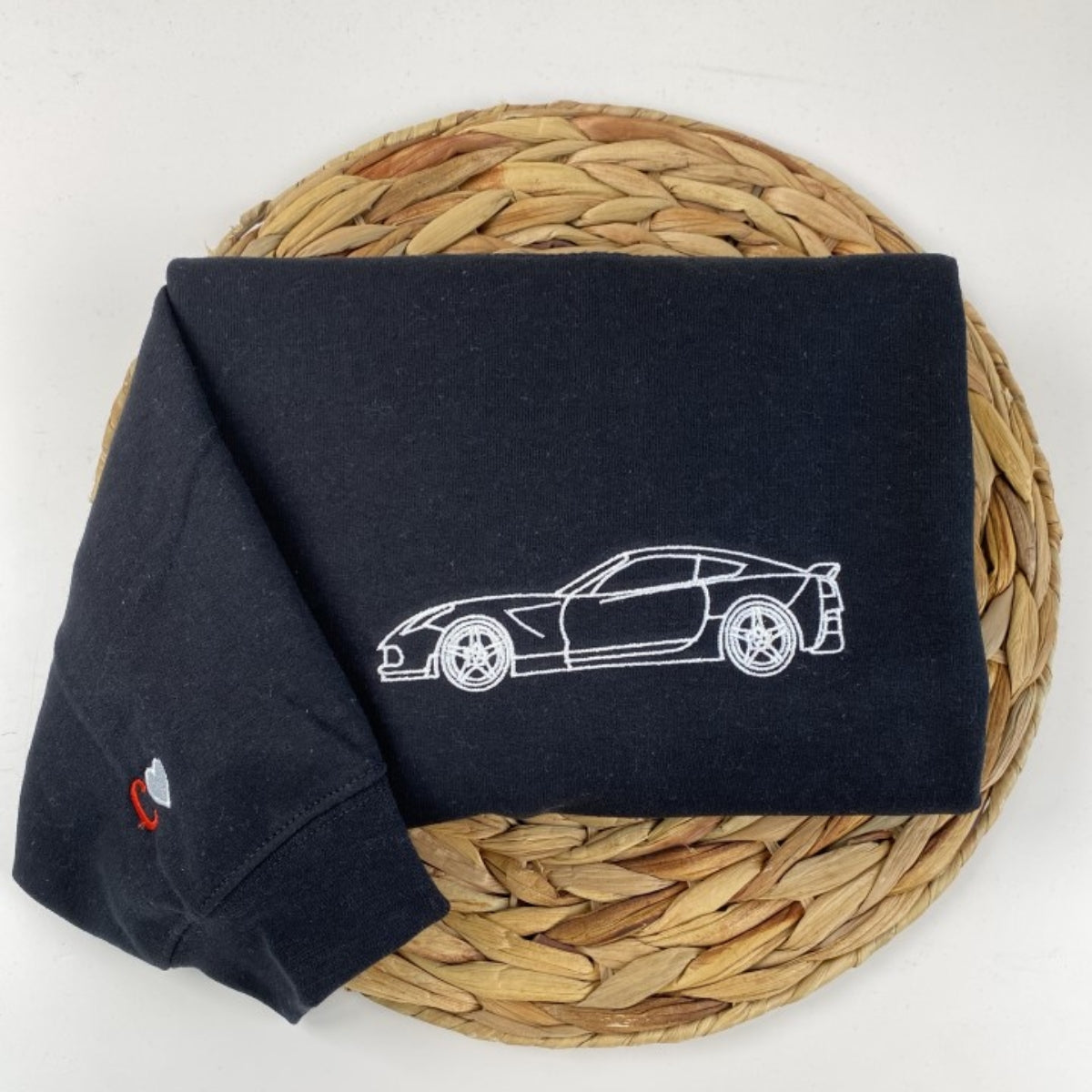 Custom Sports Car Line Art Embroidered Hoodies - Vehicle Portrait & Handwriting Sweatshirts - Elegant Car Lover Gift