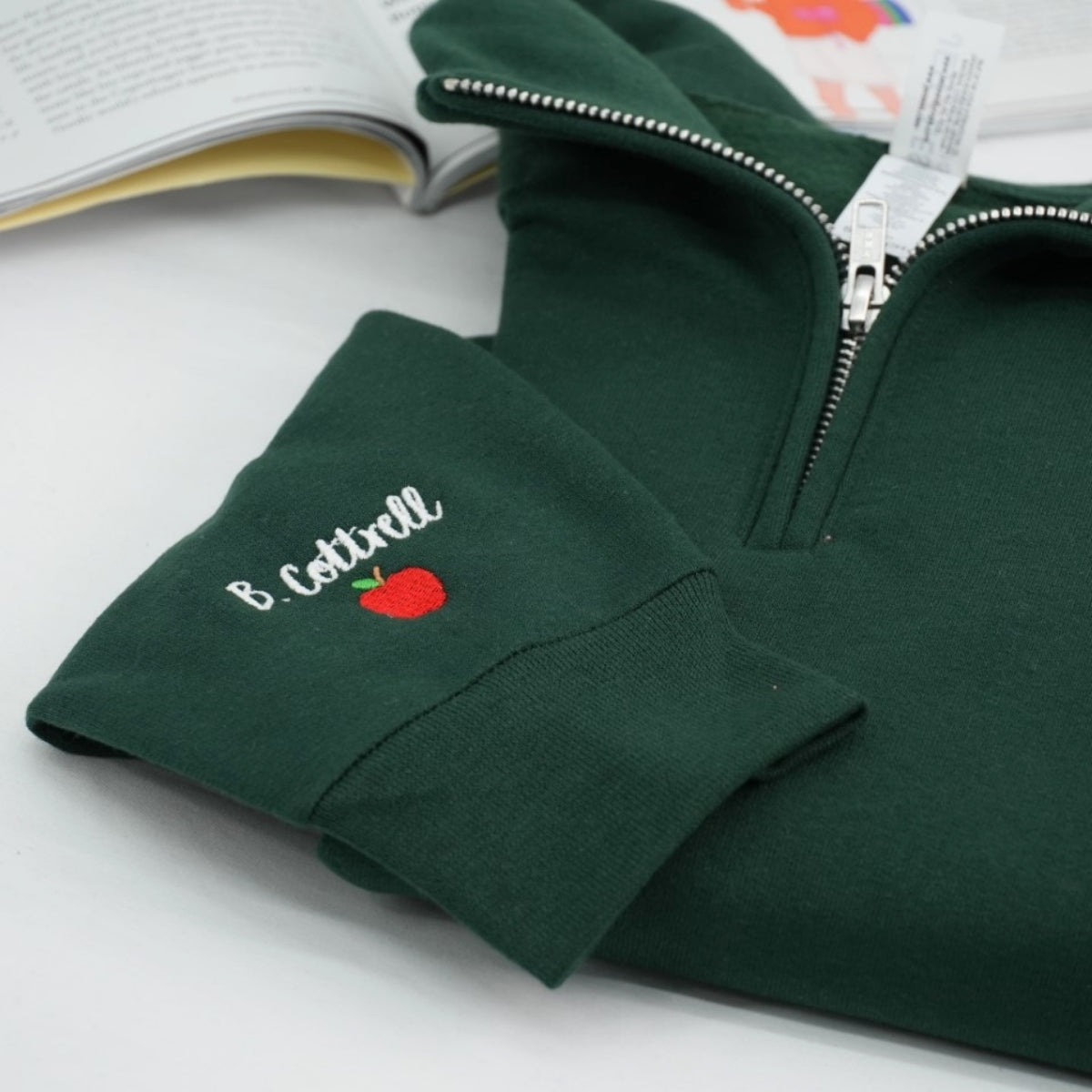 Custom Teacher Quarter Zip - Personalized Apple Embroidered Sweatshirt - Perfect Teacher Gift
