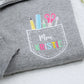 Custom Teacher Quarter Zip - Personalized School Supply Pocket Embroidered Sweatshirt - Perfect Teacher Gift