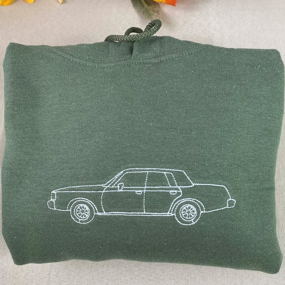 Custom Truck Portrait Hoodies - Personalized Vehicle Line Art Embroidered Sweatshirts - Truck Lover Gift