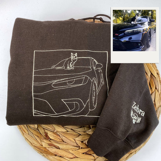 Custom Truck Portrait Hoodies - Pickup Line Art Embroidered Sweatshirts - Perfect Truck Lover Gift