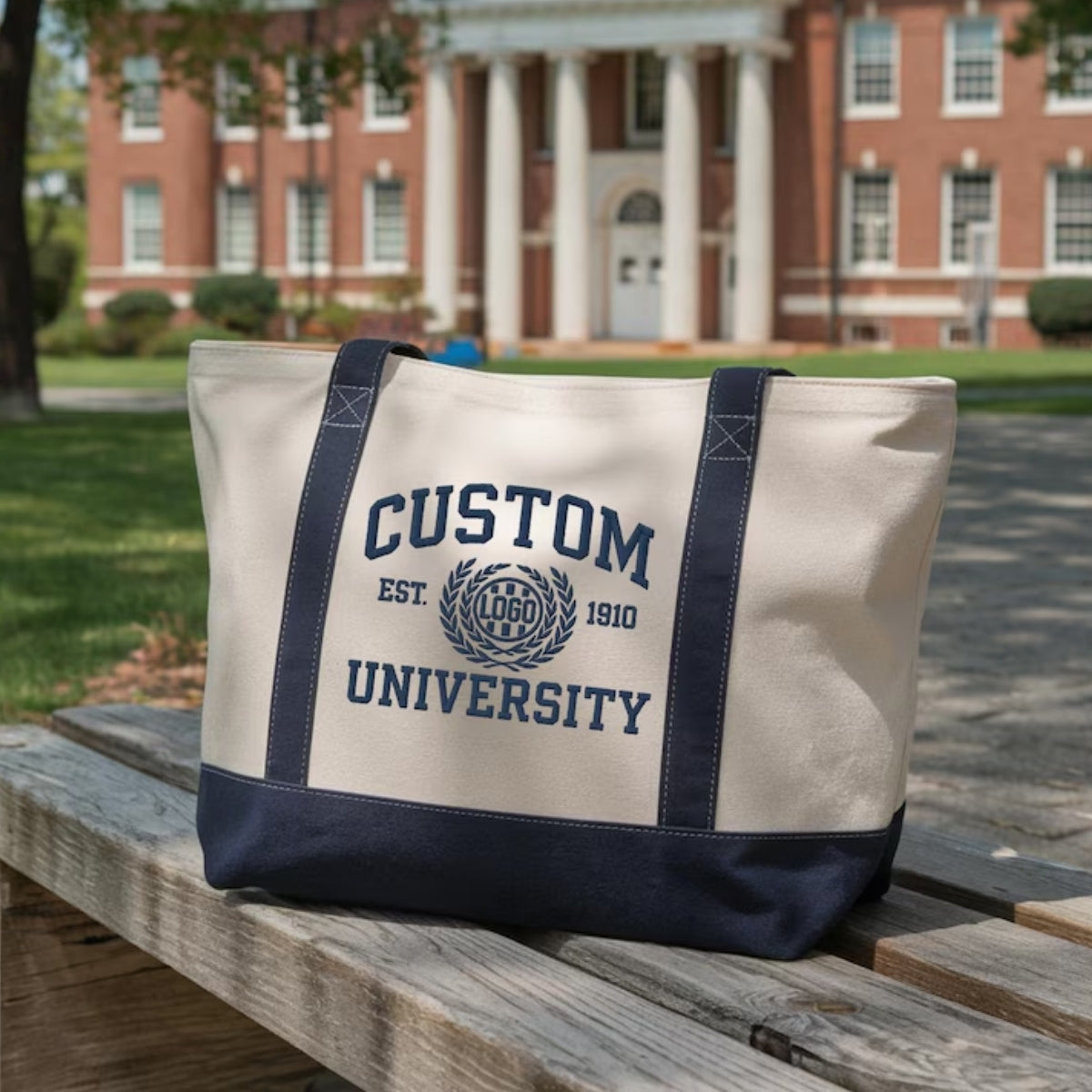 Custom University Tote Bag - Personalized College Embroidered Bag - School Spirit Gift