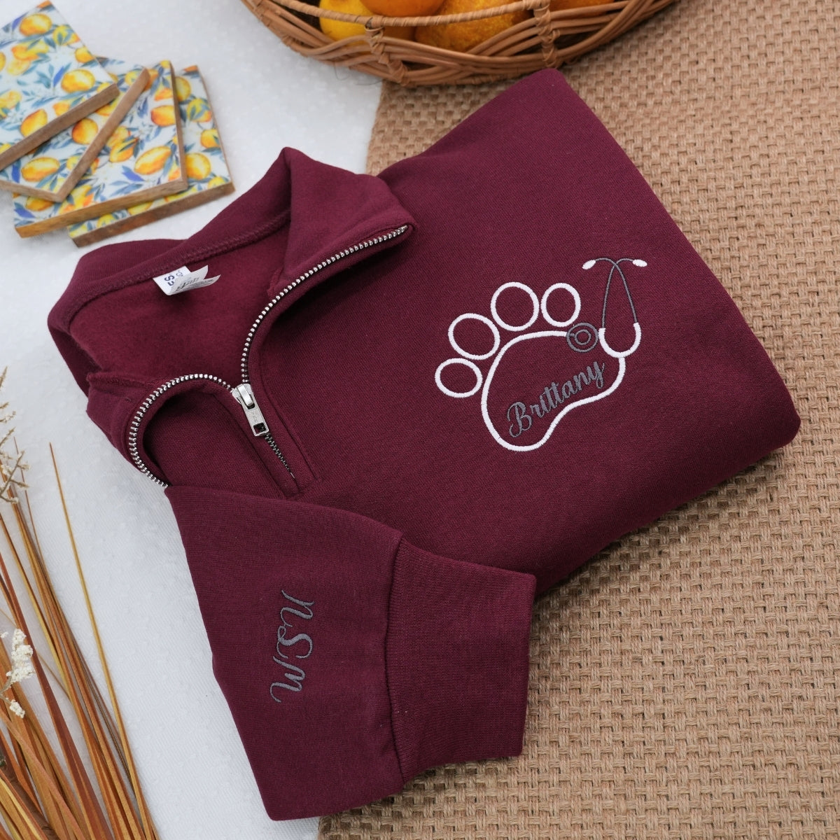 Custom Veterinarian Quarter-Zip - Personalized Vet Tech Embroidered Sweatshirt - Perfect Vet Gift