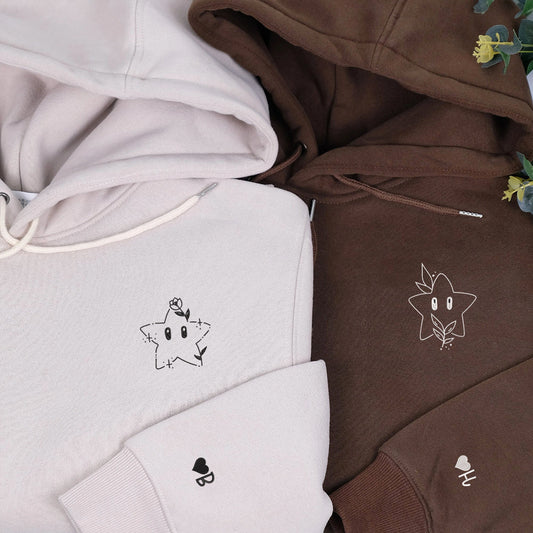 Cute Stars Cartoon Custom Embroidered Matching Hoodies For Couples