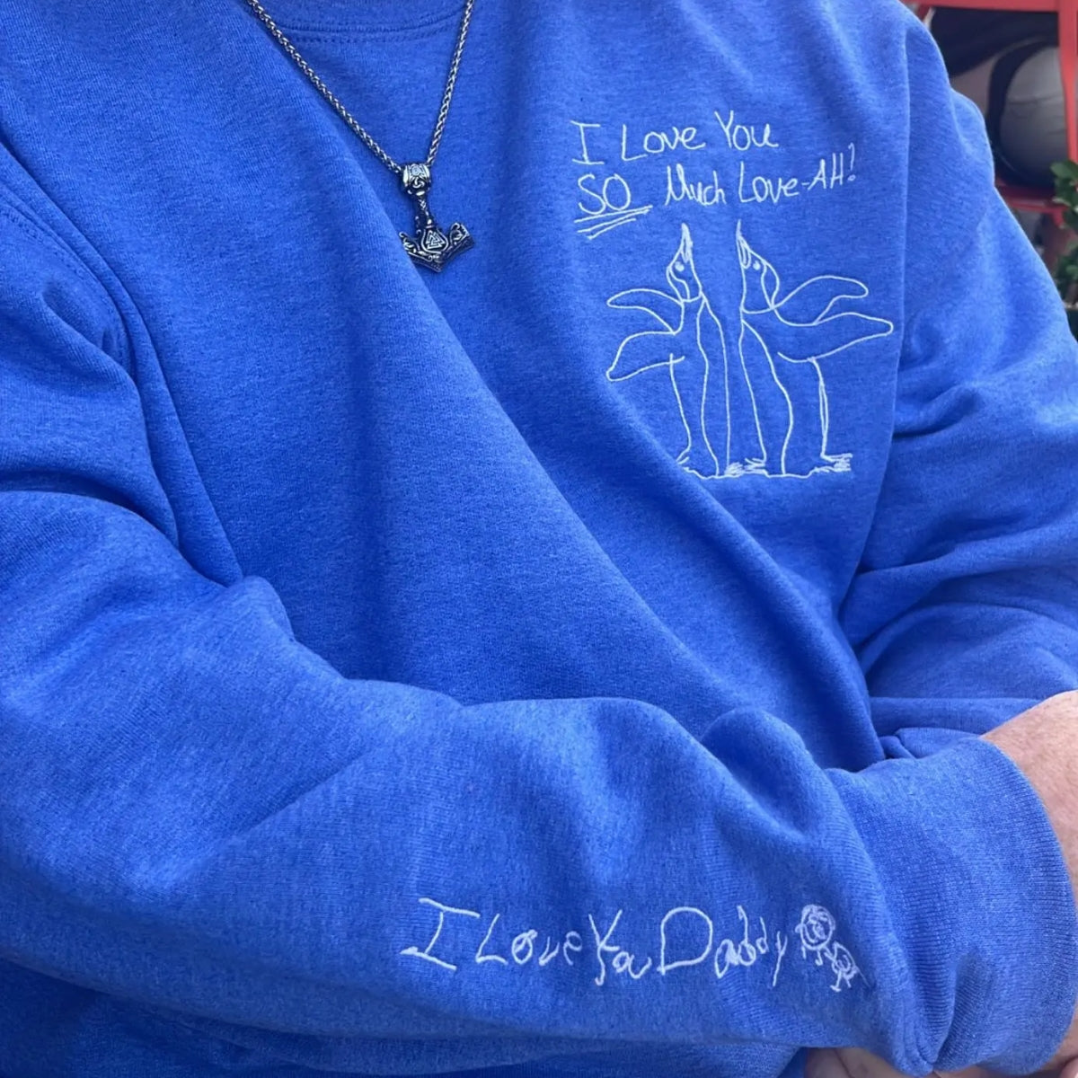 Cute Child Drawing Embroidered Sweatshirts - Adorable Kids Animal Artwork to Embroidery - Sweet Family Keepsake