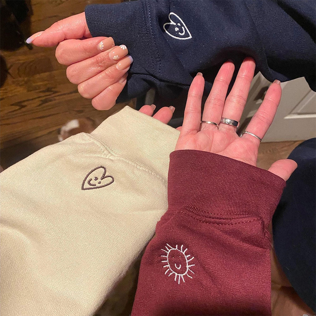 Cute Child Drawing Embroidered Sweatshirts - Adorable Kids Animal Artwork to Embroidery - Sweet Family Keepsake