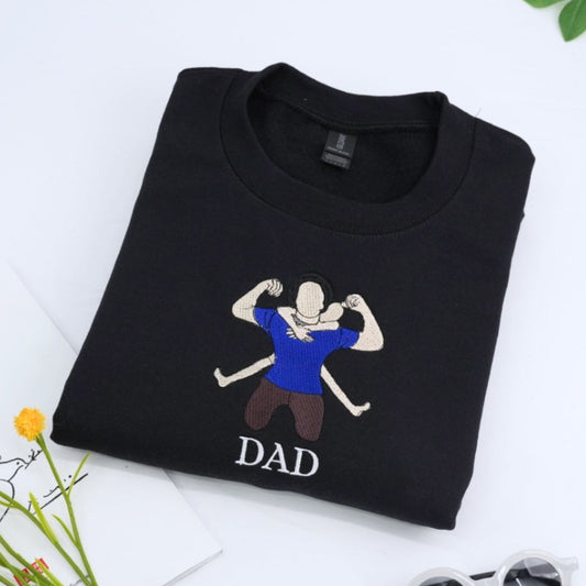 Dad Daughter Custom Hoodies - Father Child Embroidered Sweatshirts - Perfect Father's Day Gift