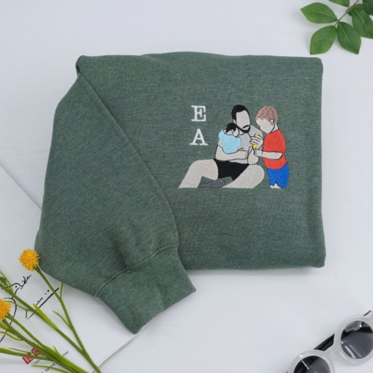 Dad Established Custom Hoodies - Father Baby Embroidered Sweatshirts With Est Year - Perfect New Dad Father's Day Gift