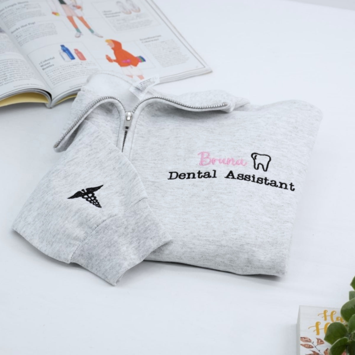 Dental Assistant Custom Quarter Zip - Personalized Healthcare Embroidered Sweatshirt - Perfect Dental Gift