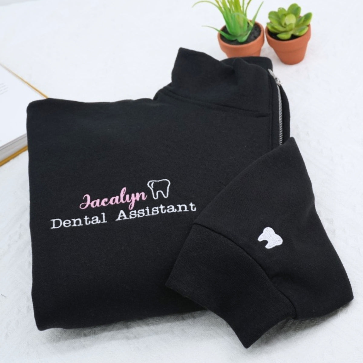 Dental Assistant Custom Quarter Zip - Personalized Healthcare Embroidered Sweatshirt - Perfect Dental Gift