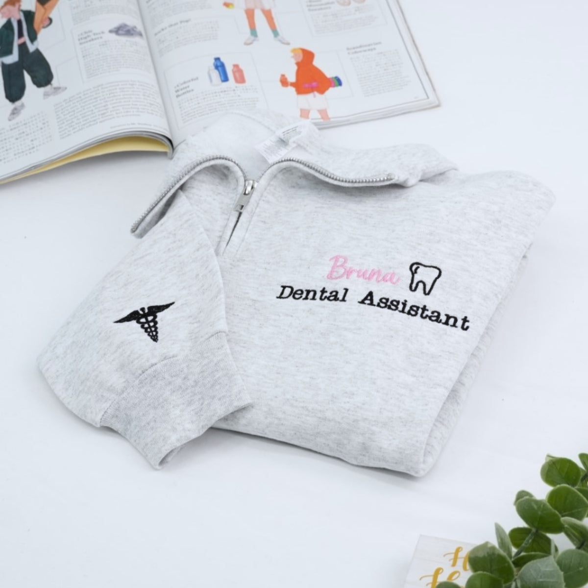 Dental Assistant Custom Quarter Zip - Personalized Healthcare Embroidered Sweatshirt - Perfect Dental Gift