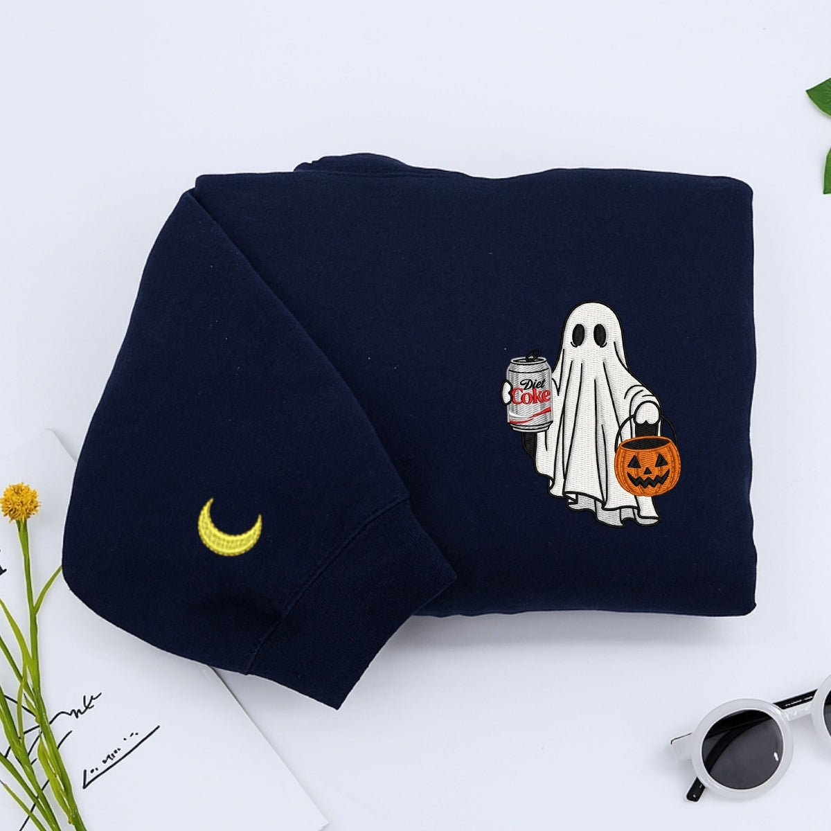 Diet Coke Halloween Ghost Embroidered Hoodies - Funny Trick Or Treat Meme Sweatshirts - Perfect Halloween Gift