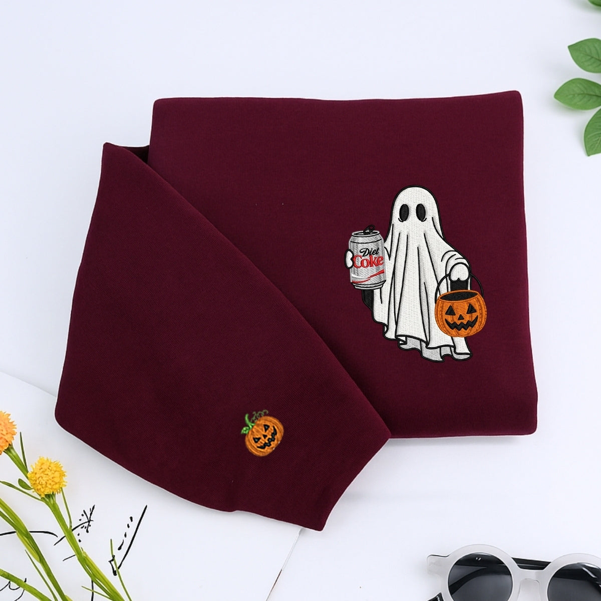 Diet Coke Halloween Ghost Embroidered Hoodies - Funny Trick Or Treat Meme Sweatshirts - Perfect Halloween Gift