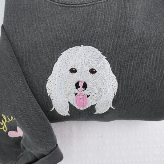 Dog Face Embroidered Sweatshirts | Custom Dog Breed Portrait Collection - Personalized Dog Lover Shirts - Perfect Dog Mom Dad Gift