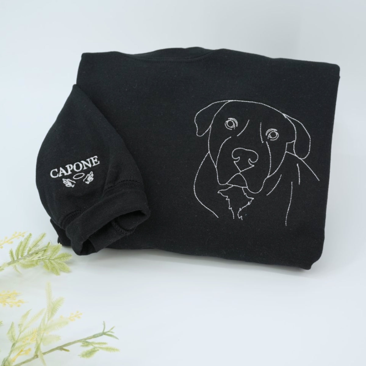 Dog Mom Line Art Hoodies - Custom Pet Portrait Embroidered Sweatshirts - Artistic Dog Face Gift