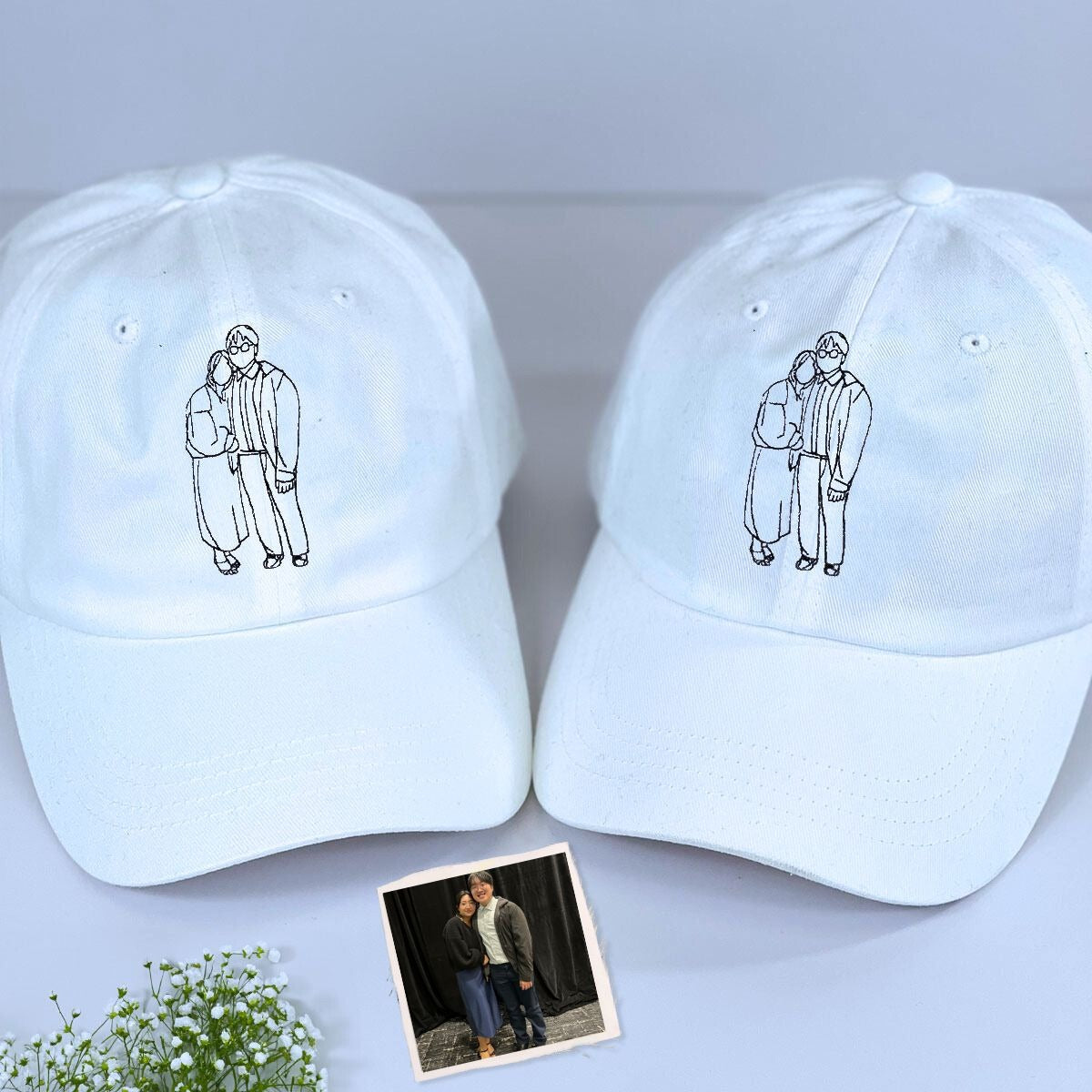 Personalized Photo Portrait Hat with Embroidered - Unique Couple Gift Idea