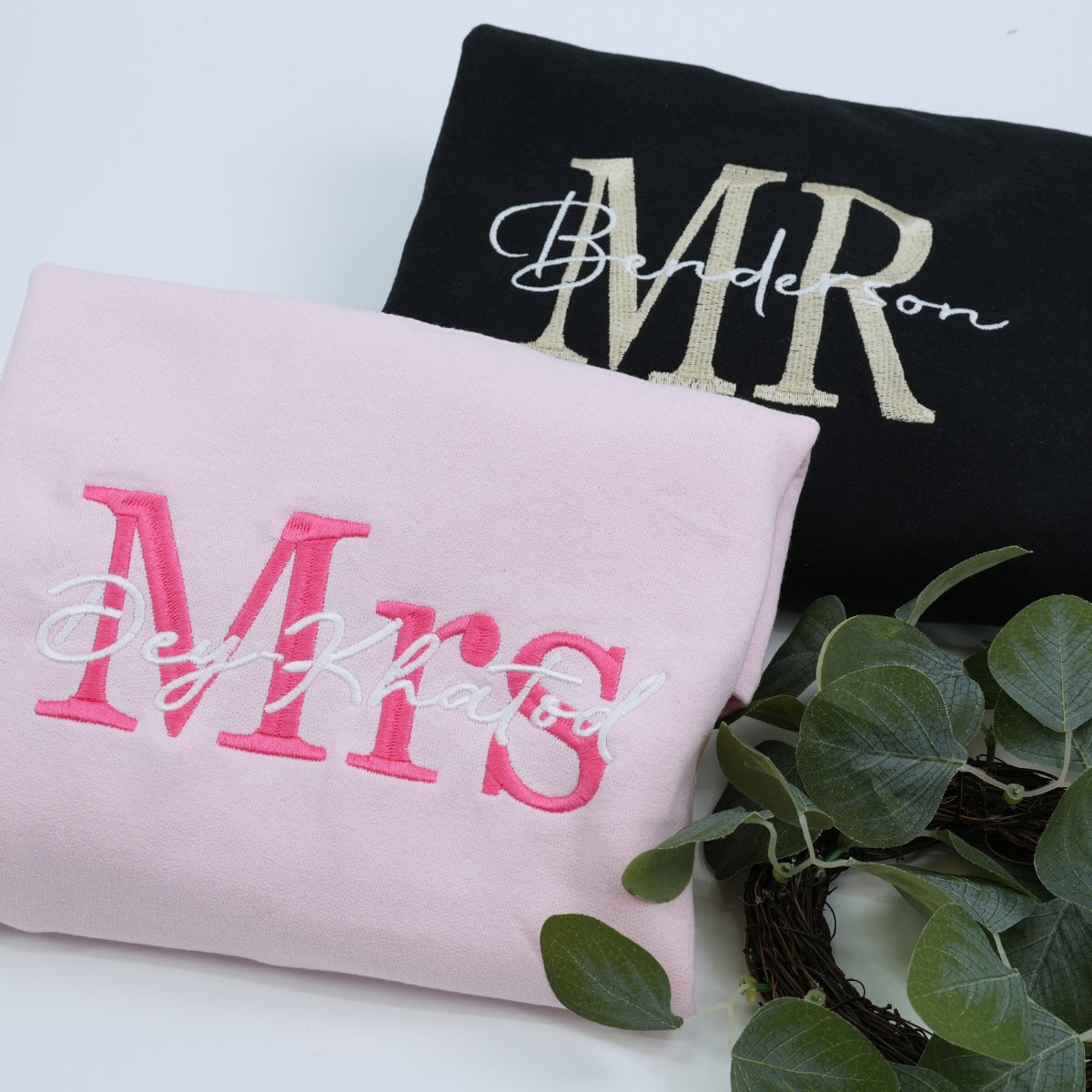 Embroidered Mr & Mrs Hoodies or Sweatshirts