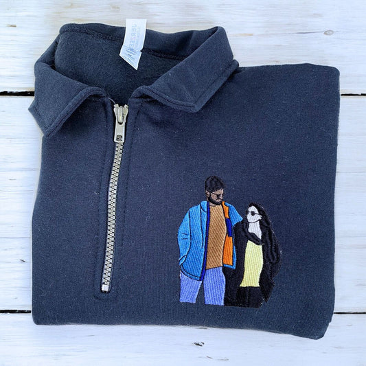 Matching Zip Up Hoodies or Sweatshirts, Custom Embroidered Anniversary Gifts For Couples