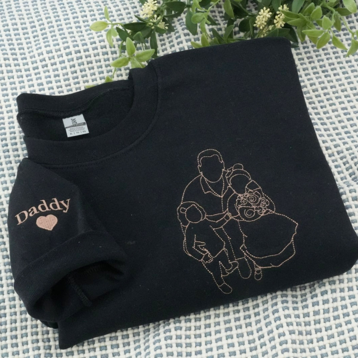 Family Line Art Custom Hoodies - Custom Family Portrait Embroidered Sweatshirts - Perfect New Parent Gift