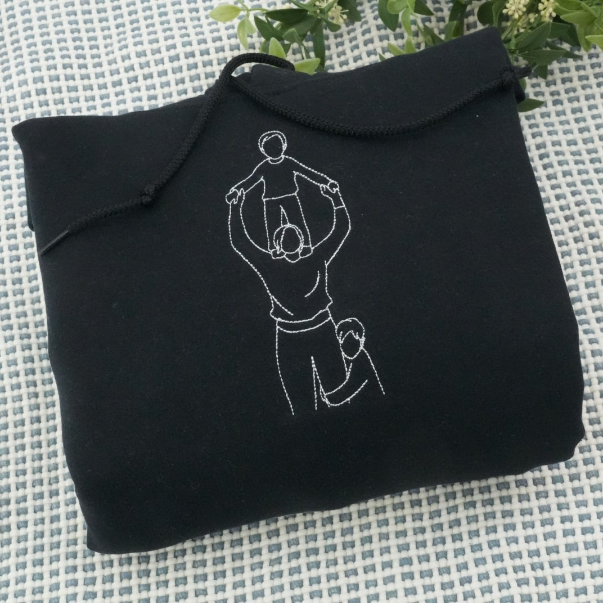 Family Line Art Custom Hoodies - Custom Family Portrait Embroidered Sweatshirts - Perfect New Parent Gift