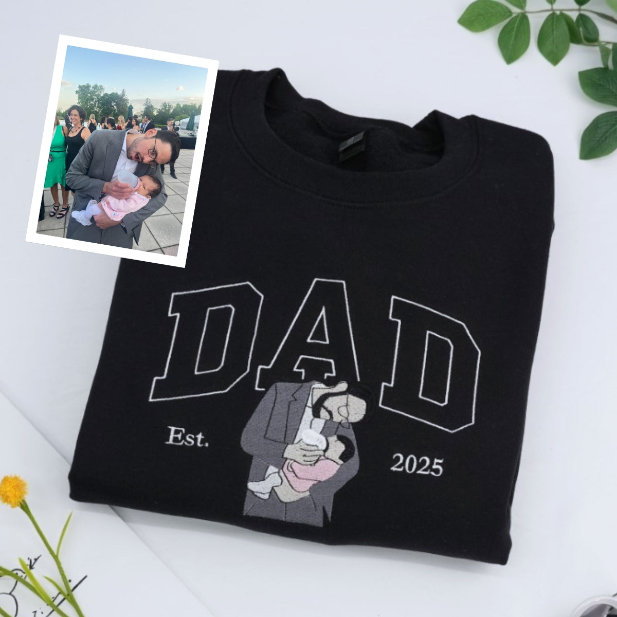 Father Daughters Custom Hoodies - Dad Kids Embroidered Sweatshirts - Perfect Father's Day Gift