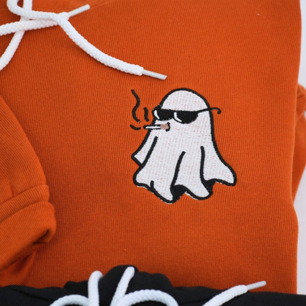 Halloween Ghost Couple Hoodies - Cute Matching Embroidered Sweatshirts - Perfect Spooky Season Gift