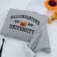 Halloween College Hoodie - Embroidered Pumpkin University Sweatshirt - Vintage Campus Halloween Apparel