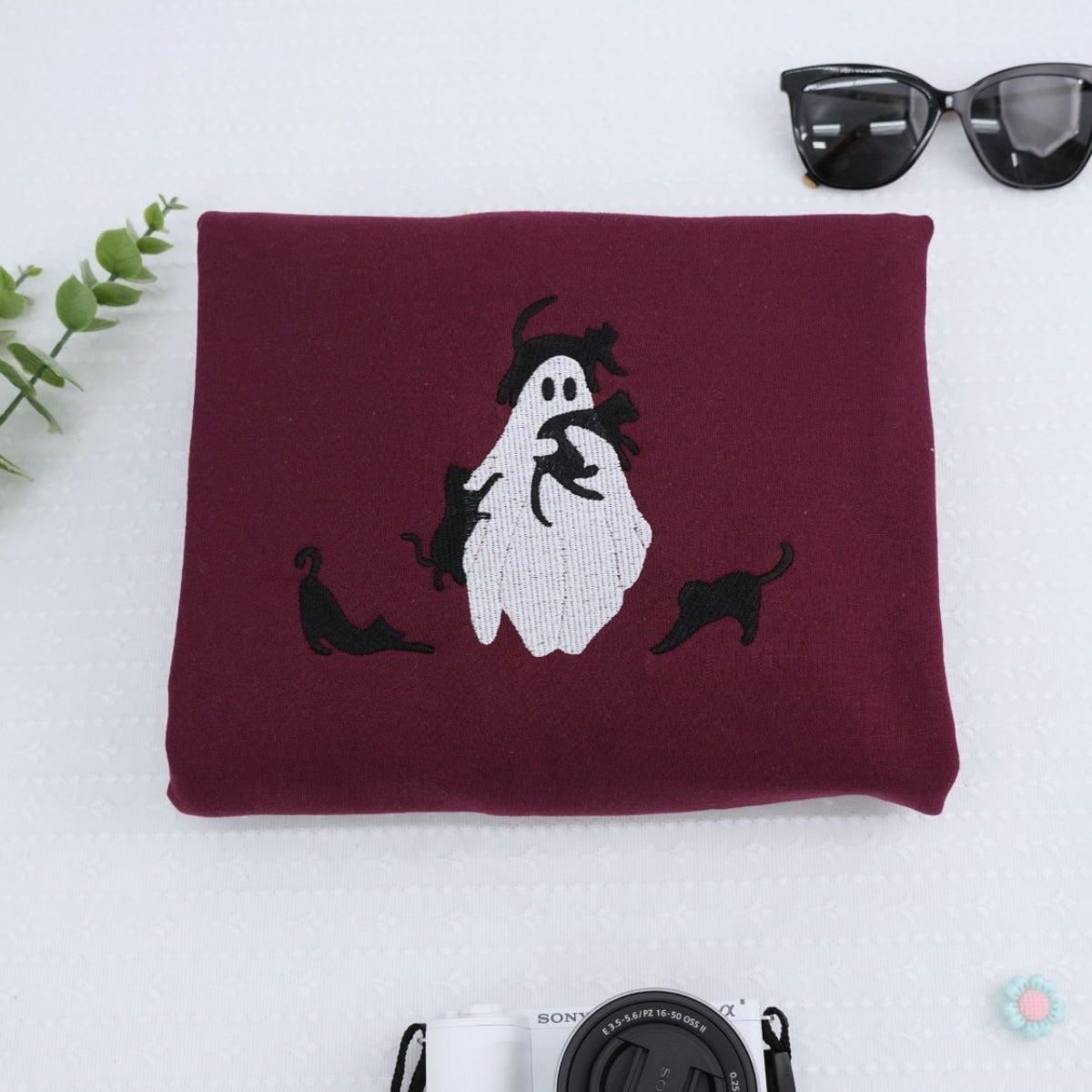 Halloween Custom Hoodies - Ghost Embroidered Sweatshirts - Perfect Spooky Season Gift