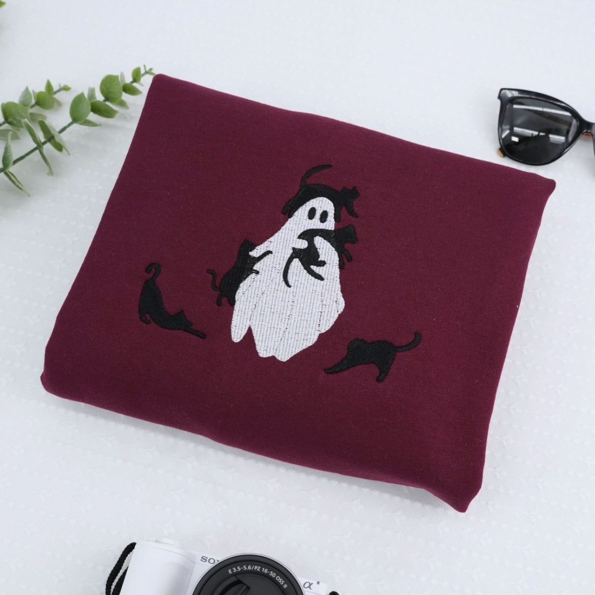 Halloween Custom Hoodies - Ghost Embroidered Sweatshirts - Perfect Spooky Season Gift