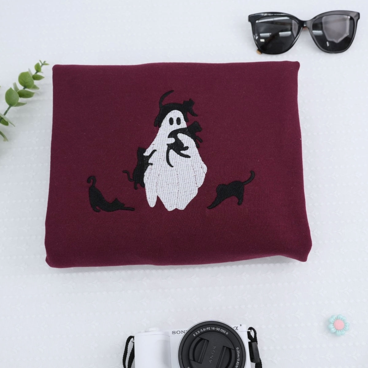 Halloween Custom Hoodies - Ghost Embroidered Sweatshirts - Perfect Spooky Season Gift