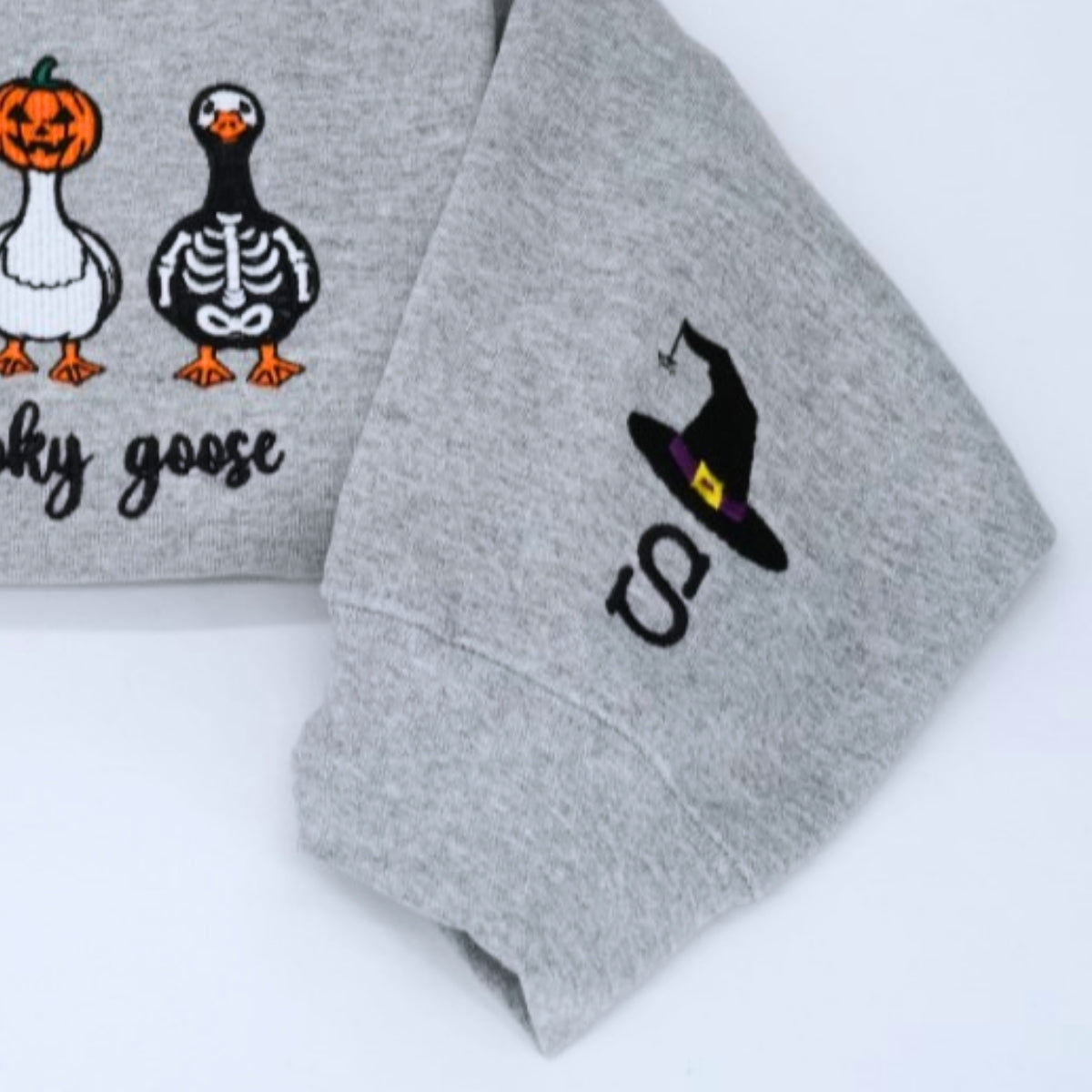 Halloween Custom Sweatshirts - Spooky Goose Embroidered Design - Cute Halloween Apparel