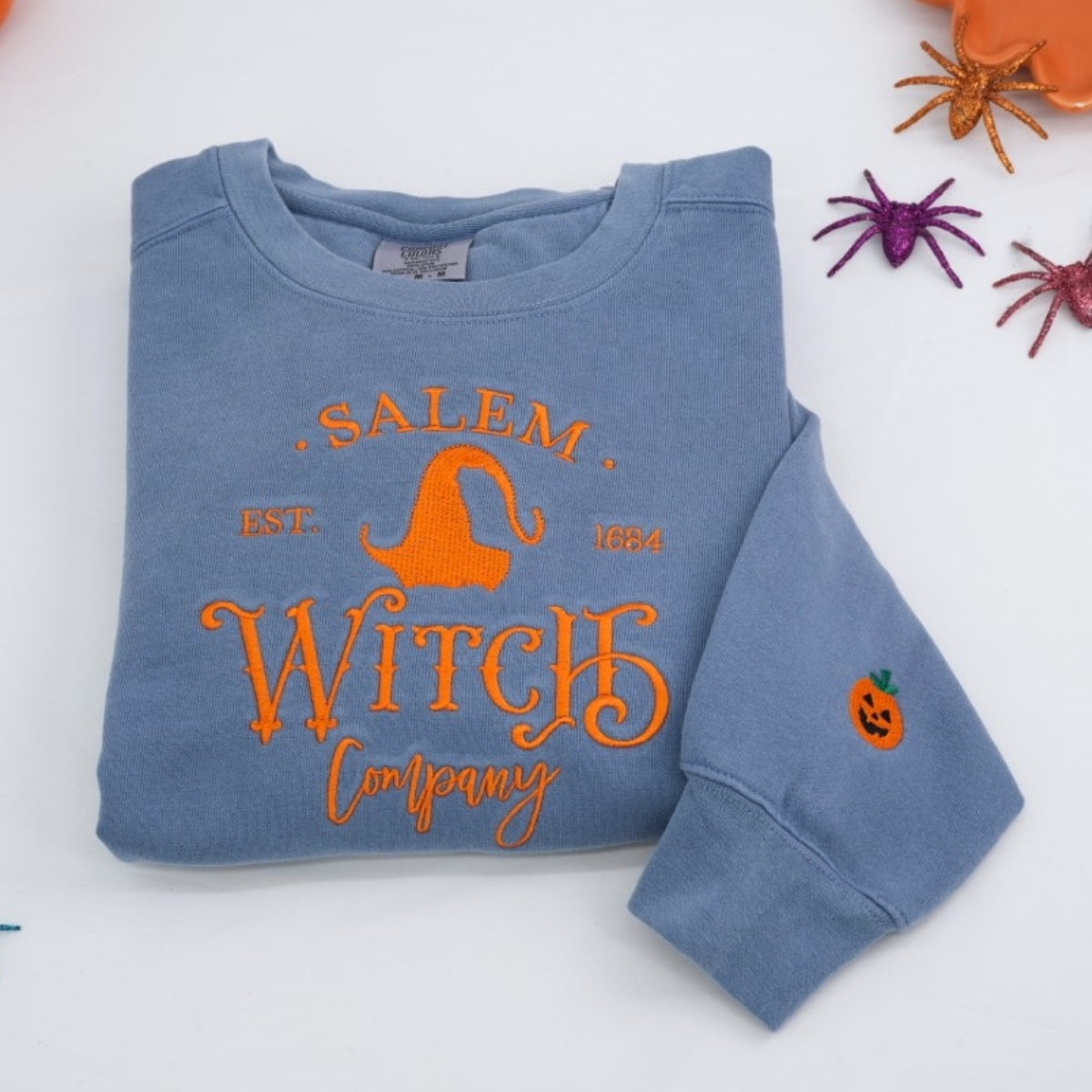 Halloween Custom Sweatshirts - Salem Witch Embroidered Hoodies - Perfect Spooky Season Gift