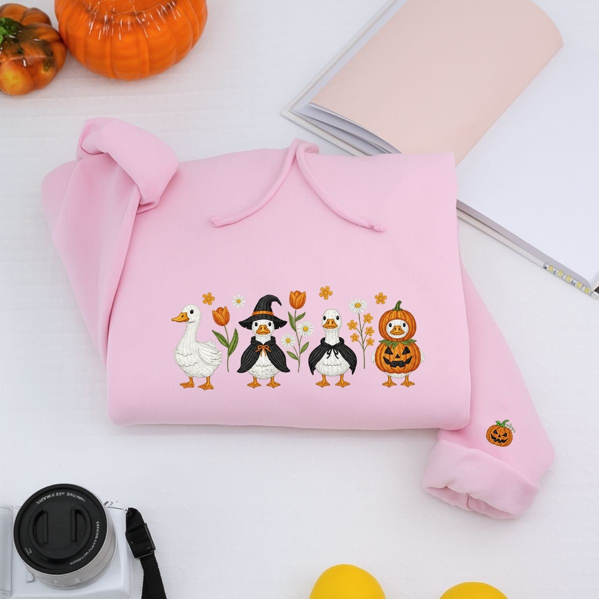 Halloween Geese Custom Sweatshirts - Spooky Goose Embroidered Apparel - Perfect Cute Halloween Gift