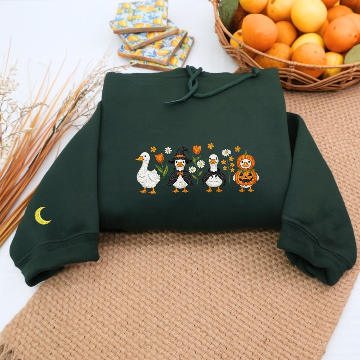 Halloween Geese Custom Sweatshirts - Spooky Goose Embroidered Apparel - Perfect Cute Halloween Gift