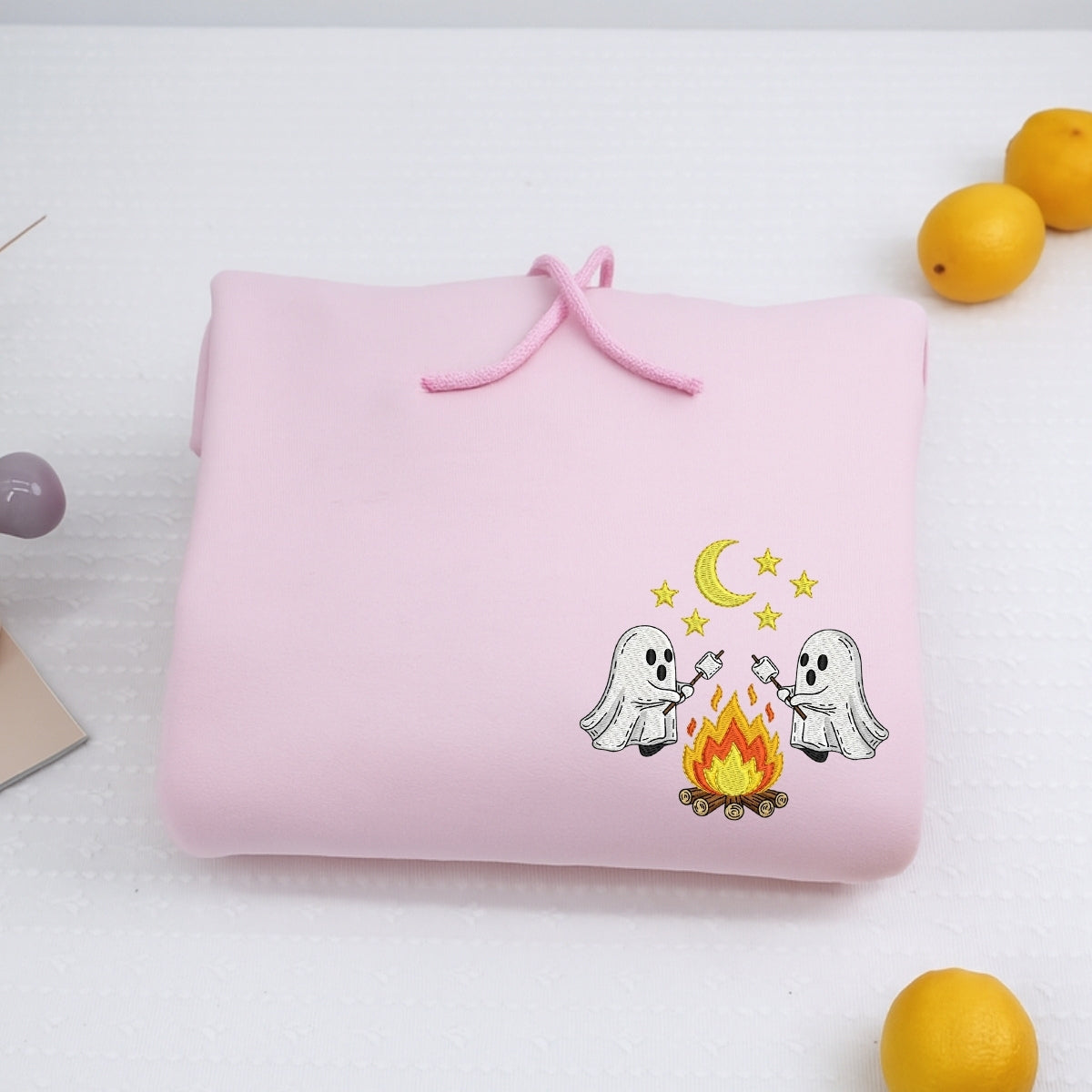 Halloween Ghost Campfire Custom Hoodies - Spooky Camping Embroidered Sweatshirts - Perfect Cozy Halloween Gift