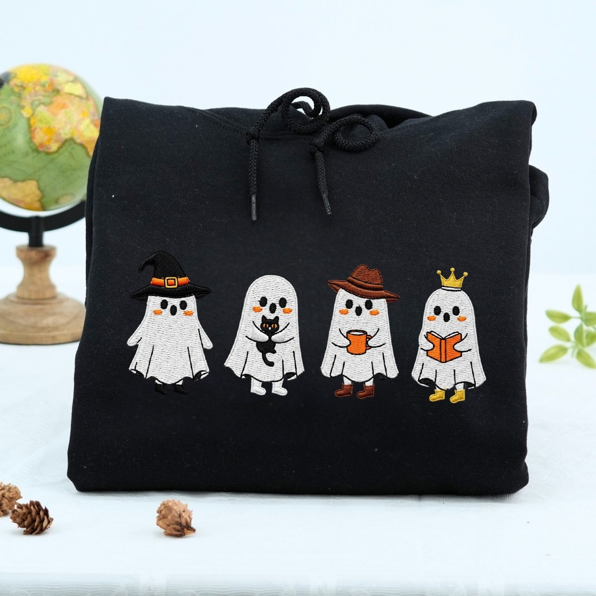 Halloween Ghost Custom Hoodies - Spooky Embroidered Sweatshirts - Perfect Halloween Gift