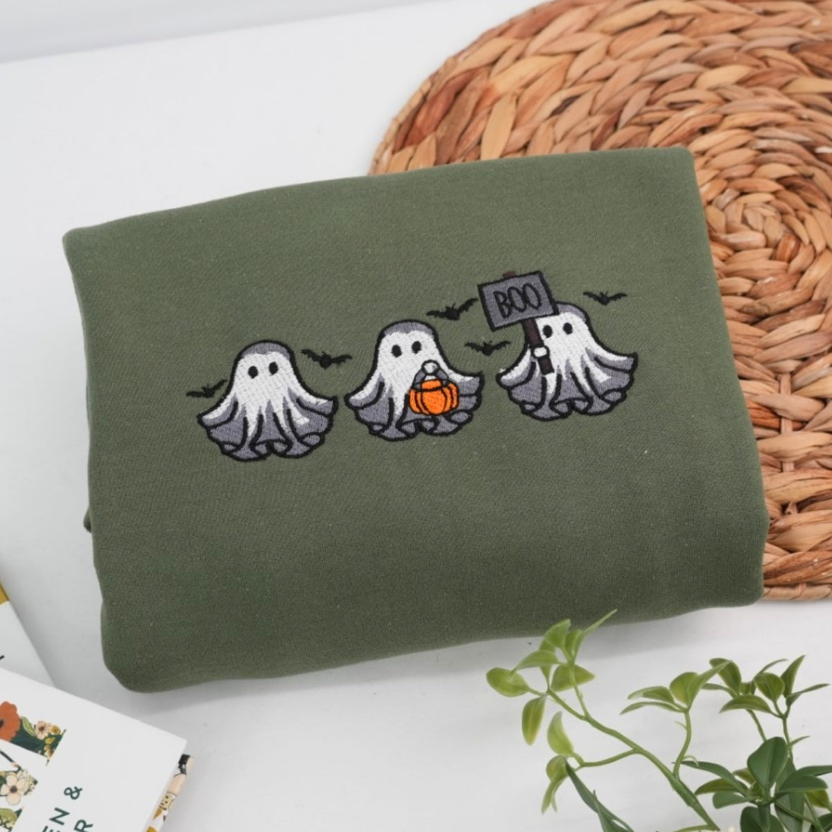 Halloween Ghost Custom Sweatshirts - Cute Boo Embroidered Hoodies - Perfect Spooky Season Family Gift