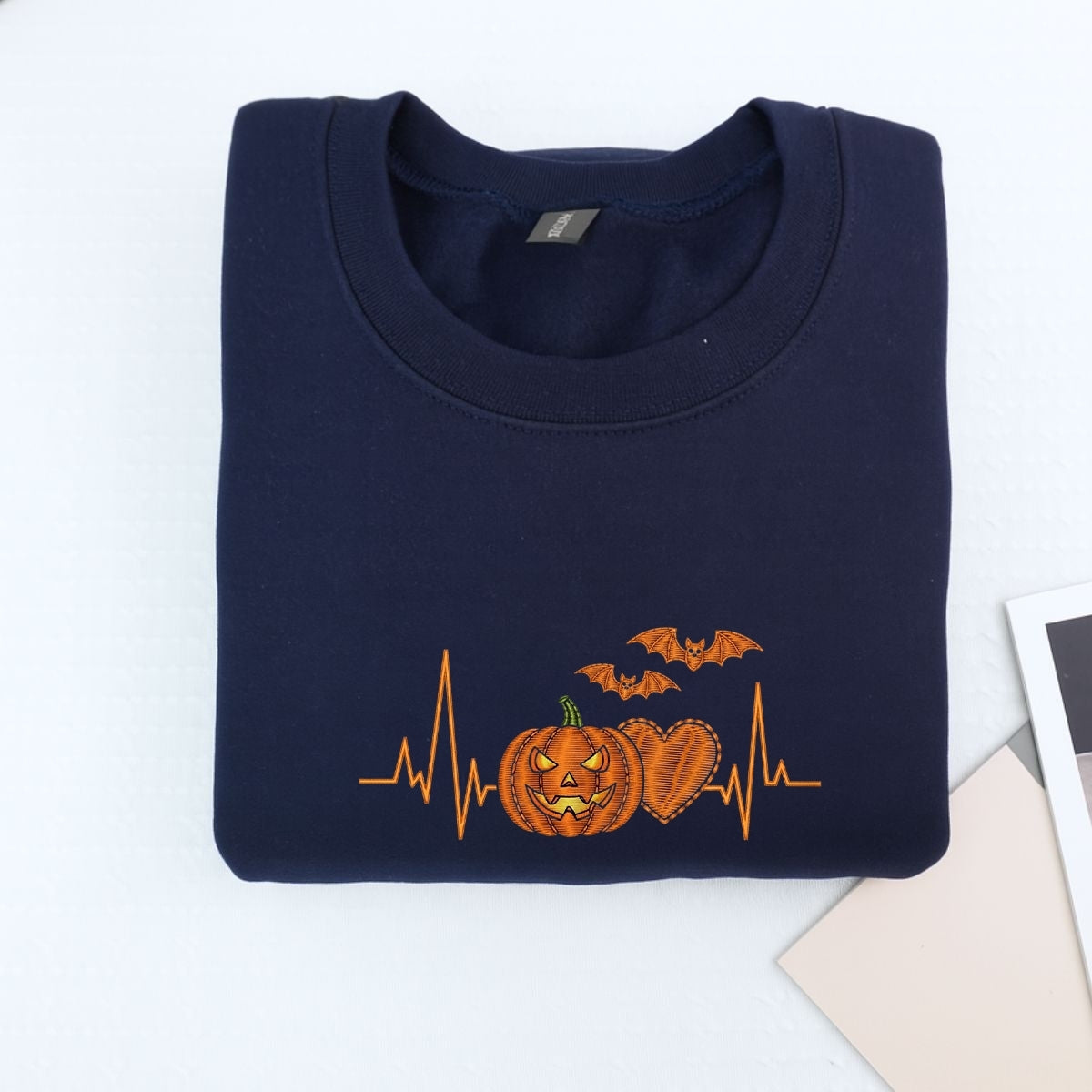 Halloween Heartbeat Medical Hoodies - Nurse Doctor Pumpkin EKG Embroidered Sweatshirts - Perfect Healthcare Halloween Gift
