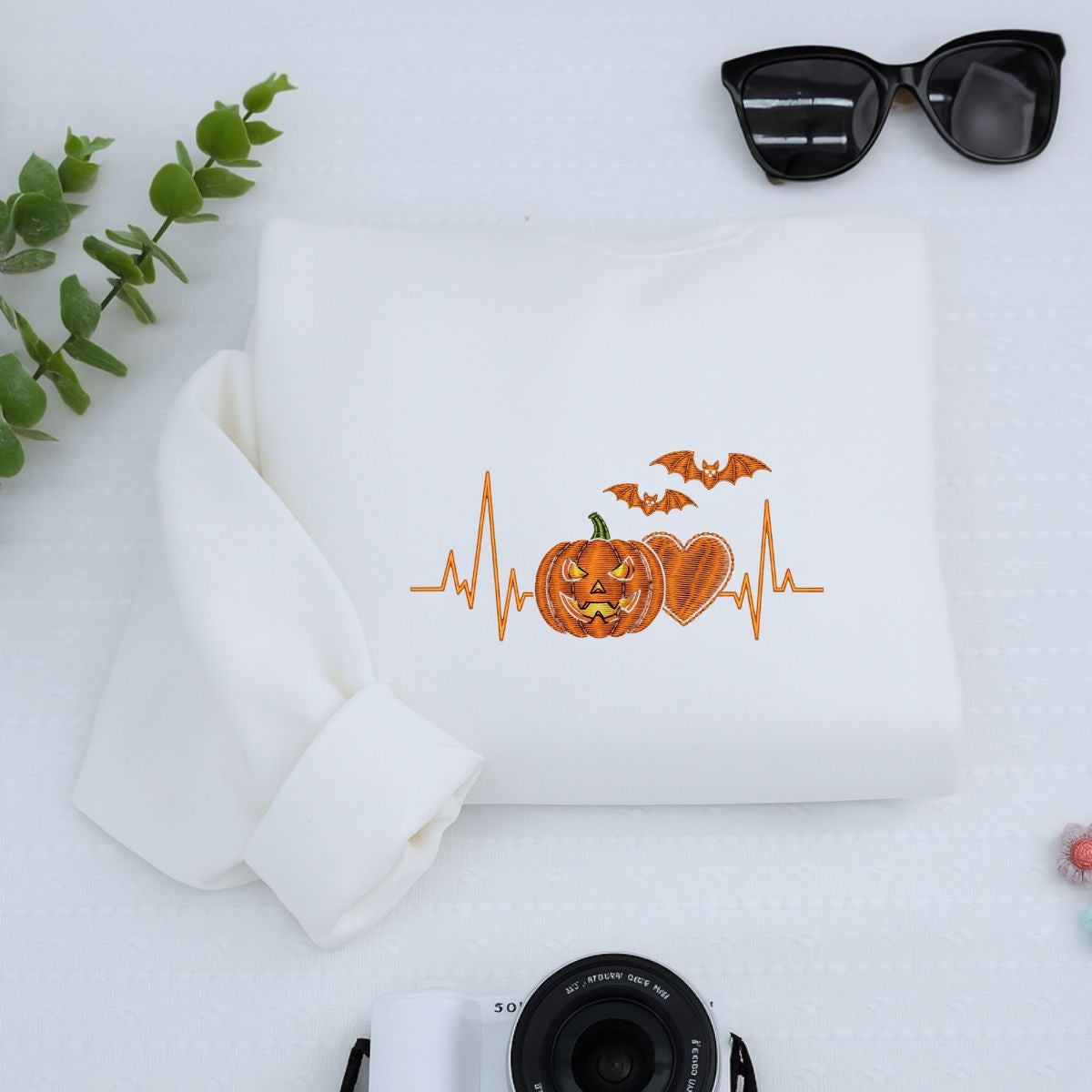 Halloween Heartbeat Medical Hoodies - Nurse Doctor Pumpkin EKG Embroidered Sweatshirts - Perfect Healthcare Halloween Gift