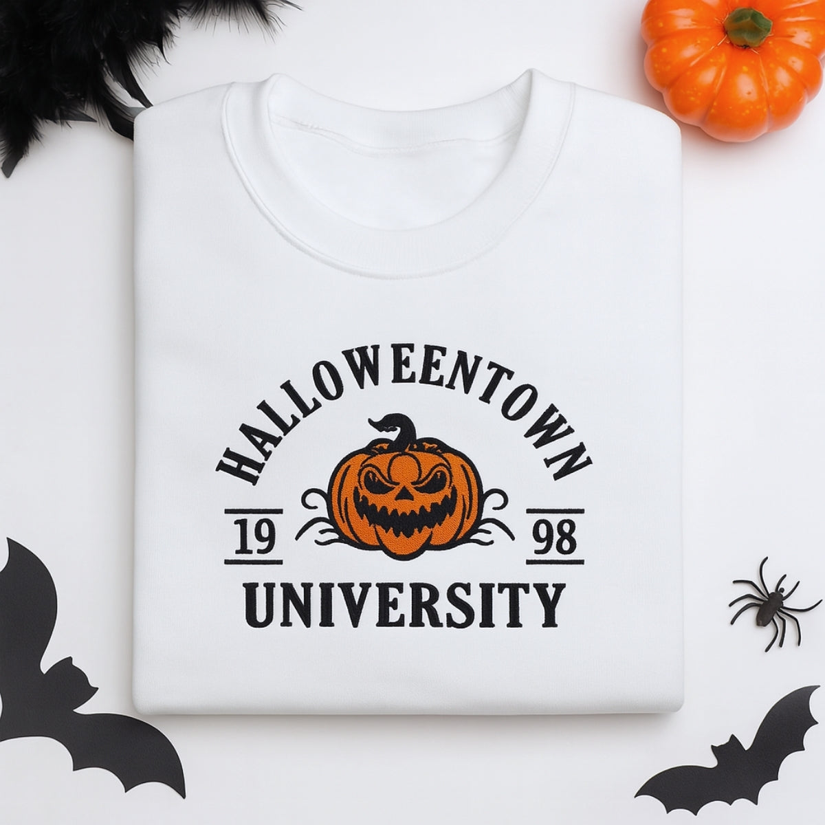 Halloweentown University Embroidered Sweatshirts - Halloween Pumpkin College Style - Spooky Season Gift