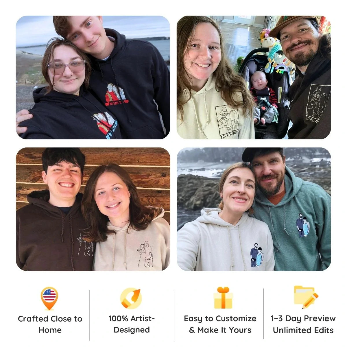 Sweatshirt or Hoodies with Pictures On Them, Custom Embroidered Gift Ideas for Married Couples