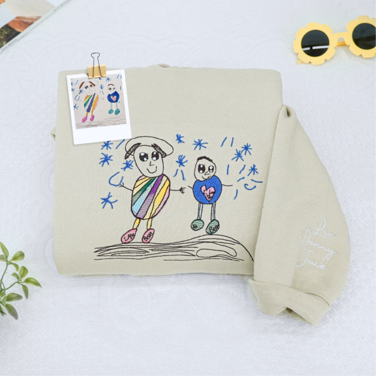 I Love You Daddy Embroidered Sweatshirts - Custom Child Handwriting Hoodies - Perfect Father's Day Gift