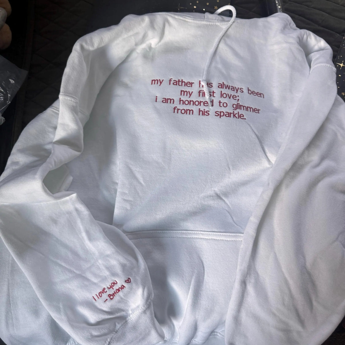 I Love You Daddy Embroidered Sweatshirts - Custom Child Handwriting Hoodies - Perfect Father's Day Gift