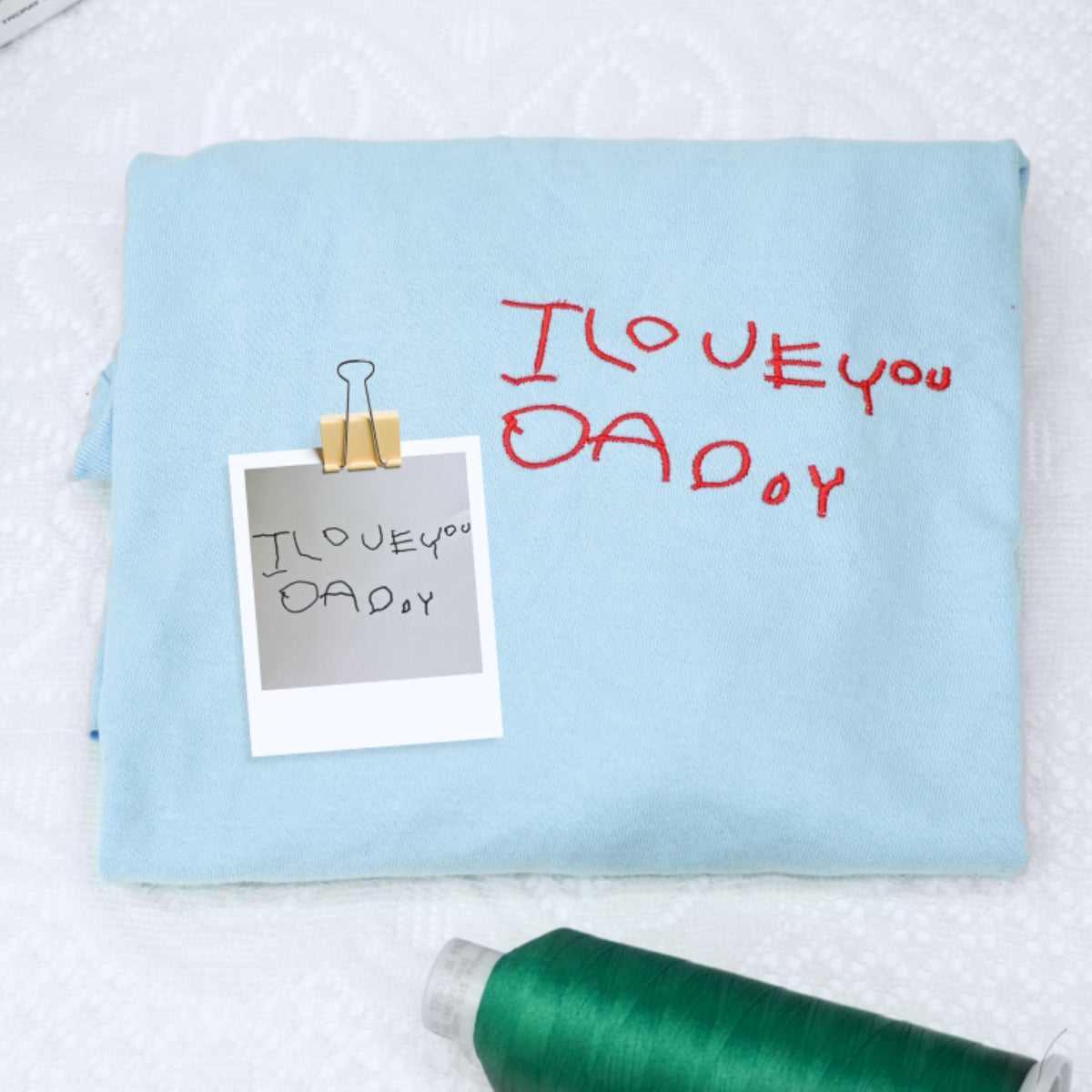 I Love You Daddy Embroidered Sweatshirts - Custom Child Handwriting Hoodies - Perfect Father's Day Gift