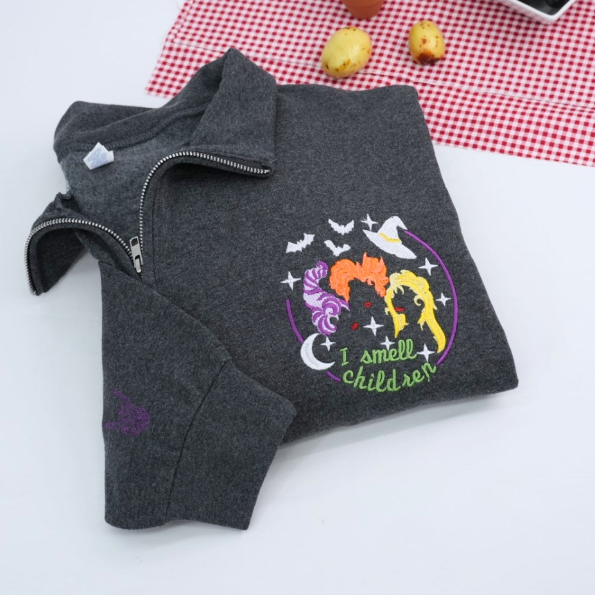 I Smell Children Halloween Quarter-Zip - Custom Embroidered Spooky Sweatshirts - Perfect Halloween Gift